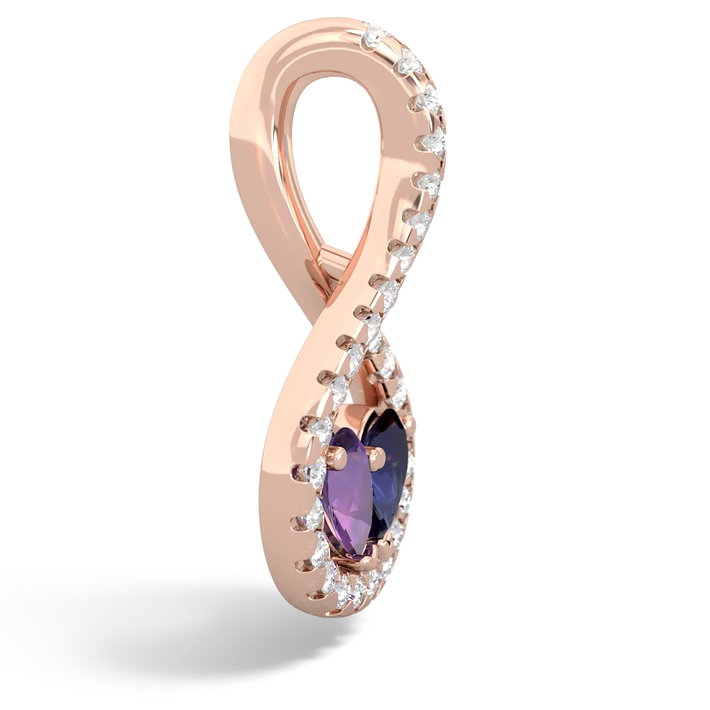 Amethyst Pave Twist 'One Heart' 14K Rose Gold pendant P5360