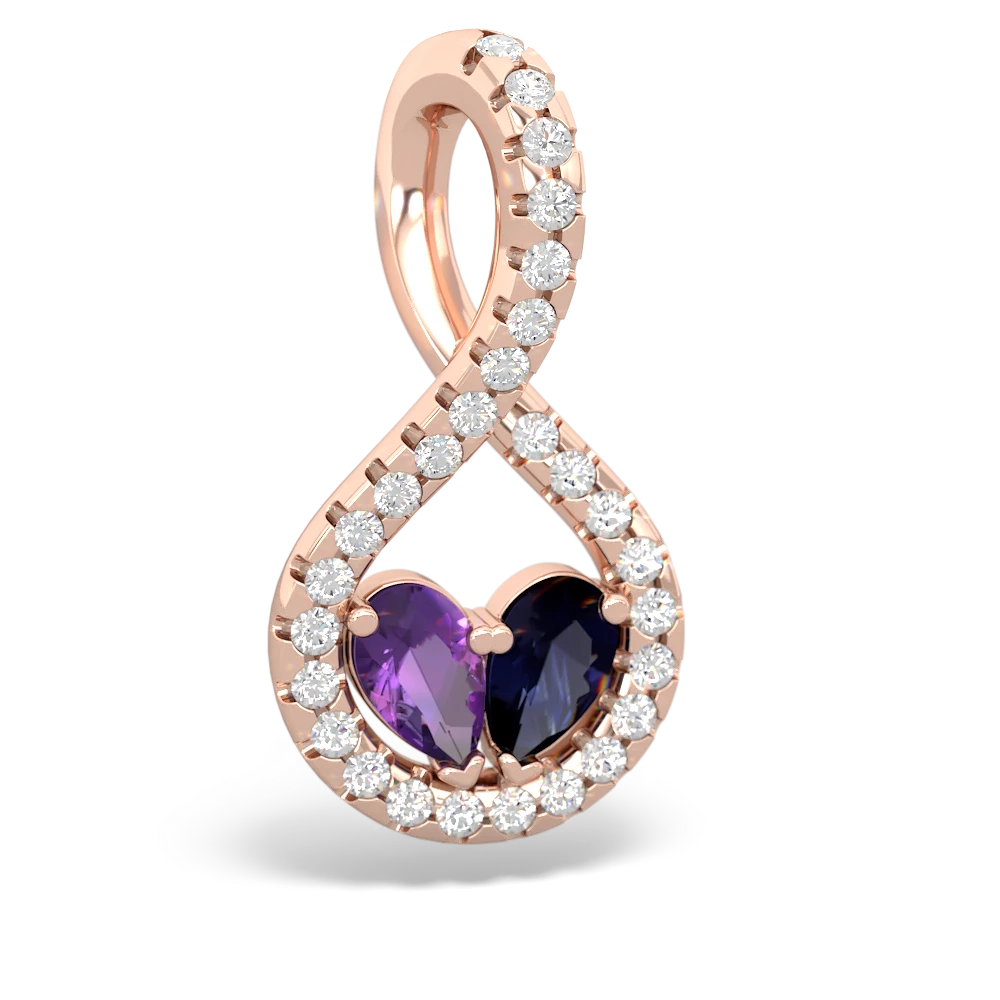 Amethyst Pave Twist 'One Heart' 14K Rose Gold pendant P5360