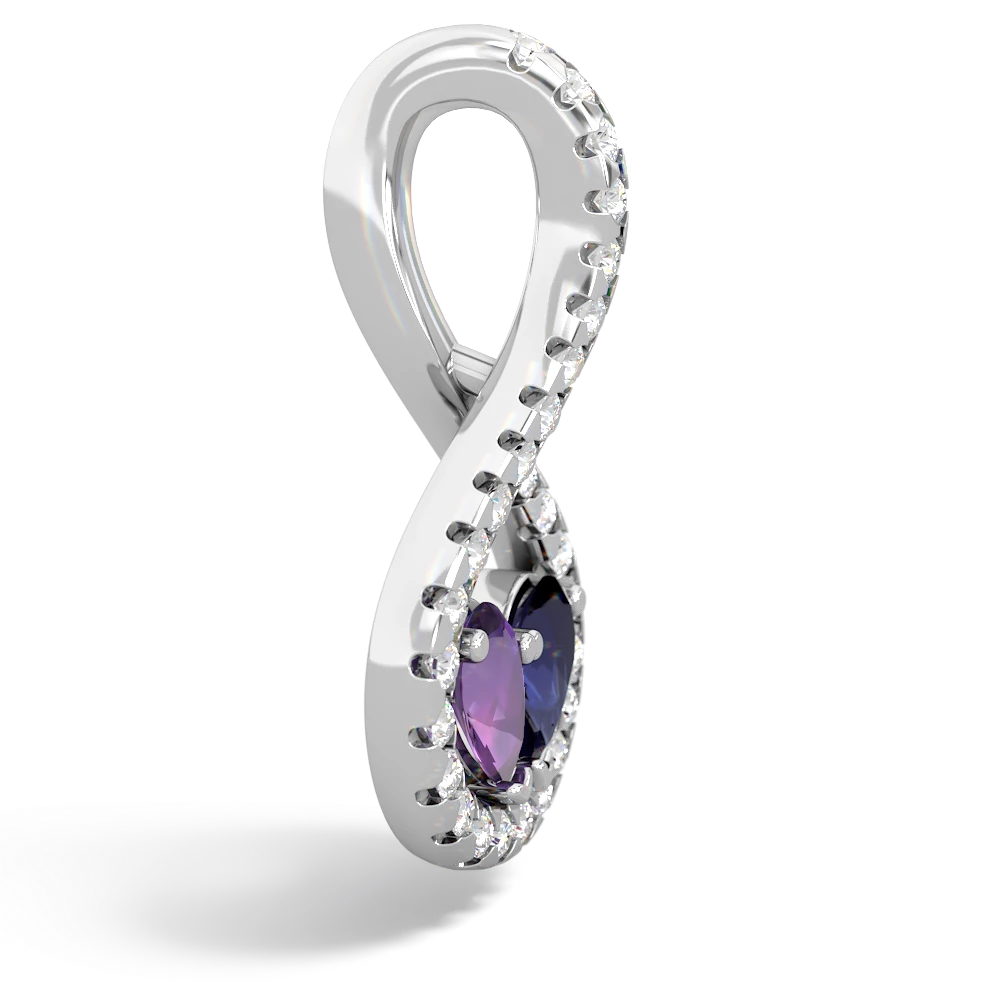 Amethyst Pave Twist 'One Heart' 14K White Gold pendant P5360