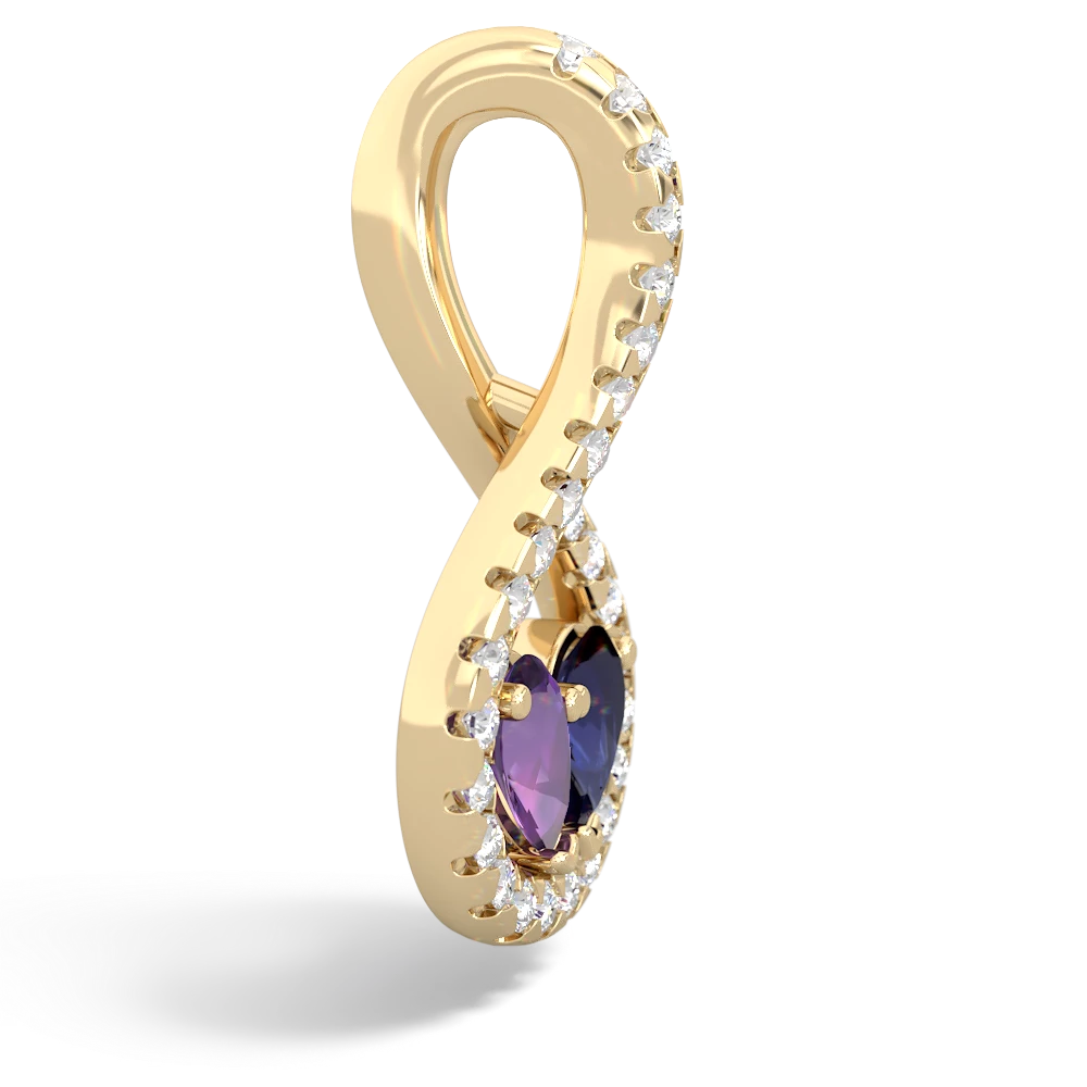 Amethyst Pave Twist 'One Heart' 14K Yellow Gold pendant P5360