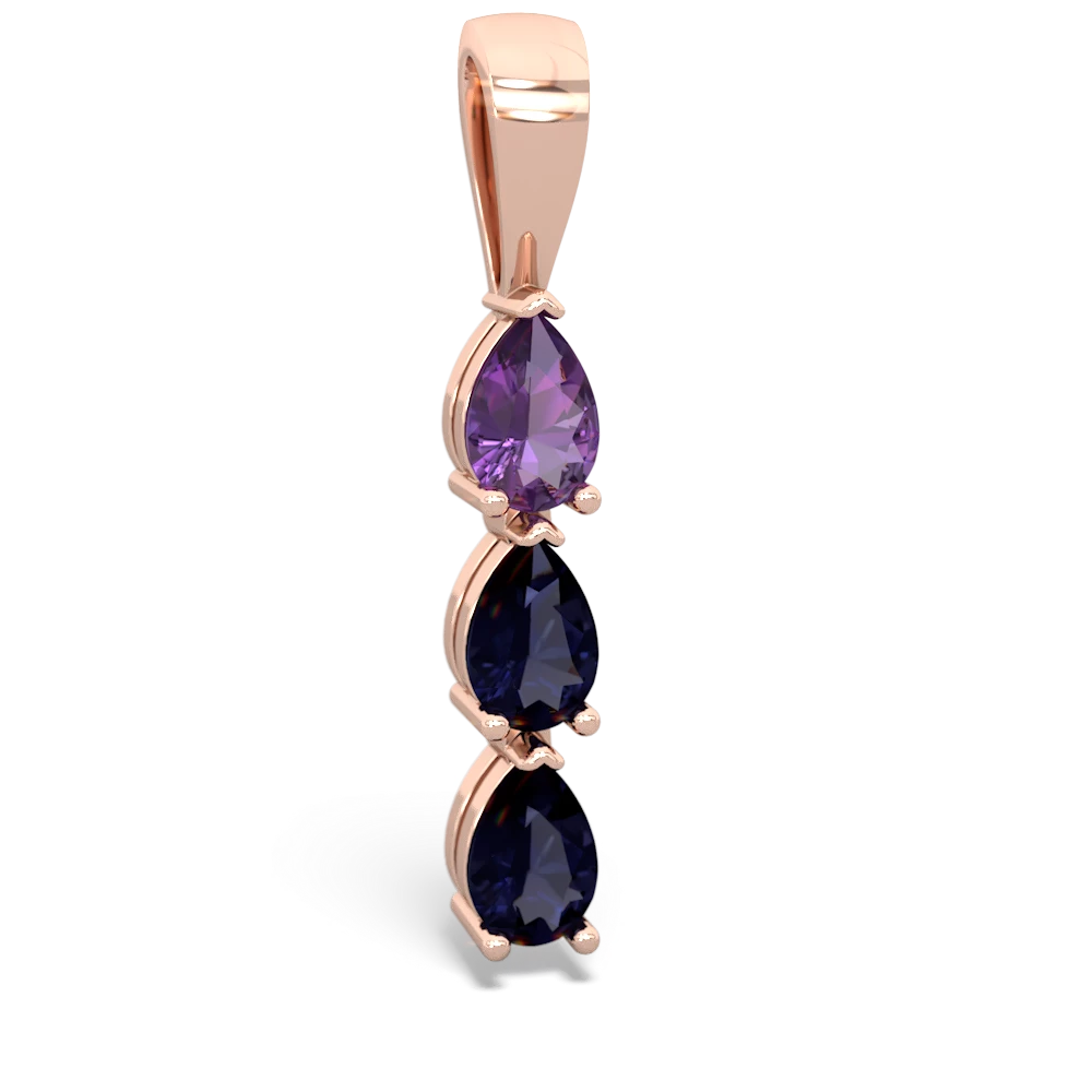 Amethyst Dew Drops 14K Rose Gold pendant P2251