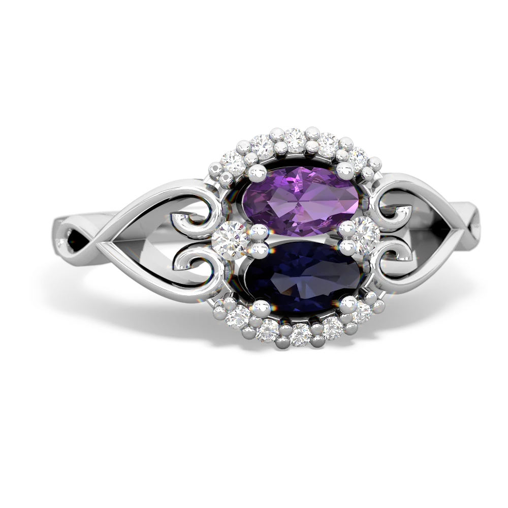 Amethyst Love Nest 14K White Gold ring R5860