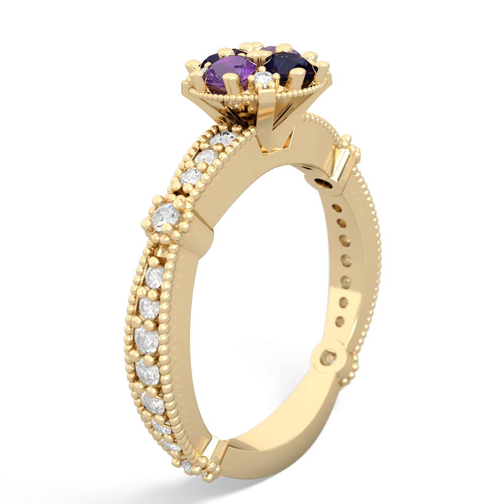 Amethyst Sparkling Tiara Cluster 14K Yellow Gold ring R26293RD