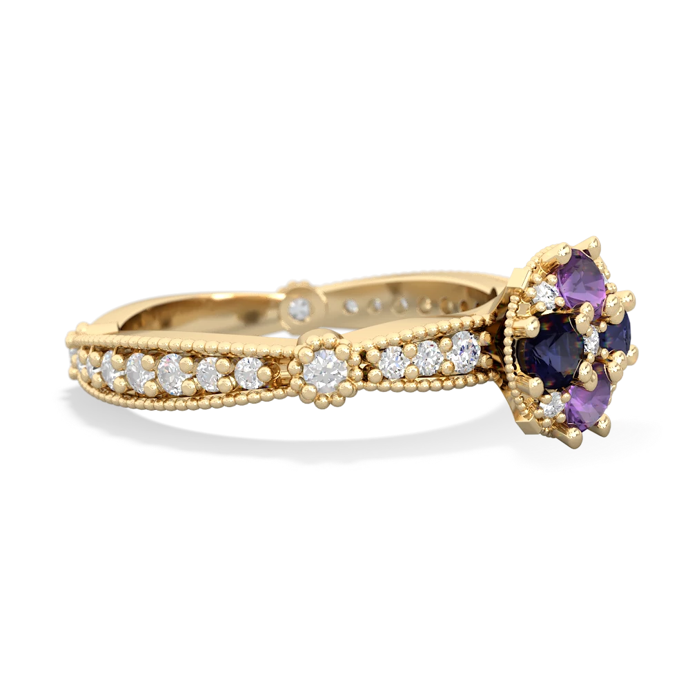 Amethyst Sparkling Tiara Cluster 14K Yellow Gold ring R26293RD