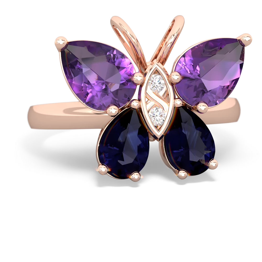 Amethyst Butterfly 14K Rose Gold ring R2215