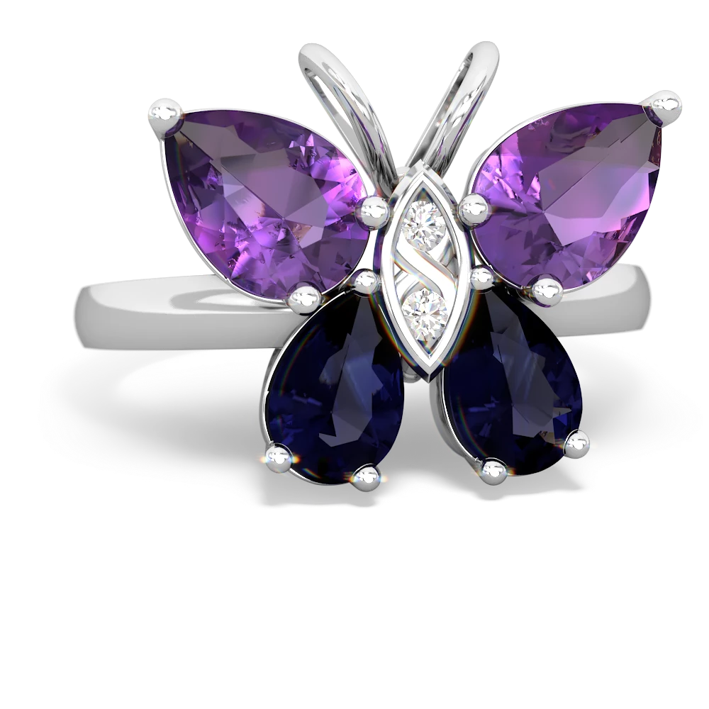 Amethyst Butterfly 14K White Gold ring R2215