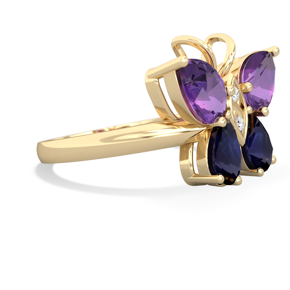 Amethyst Butterfly 14K Yellow Gold ring R2215