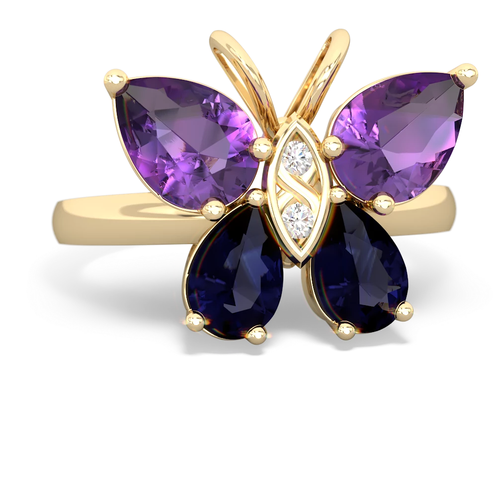 Amethyst Butterfly 14K Yellow Gold ring R2215