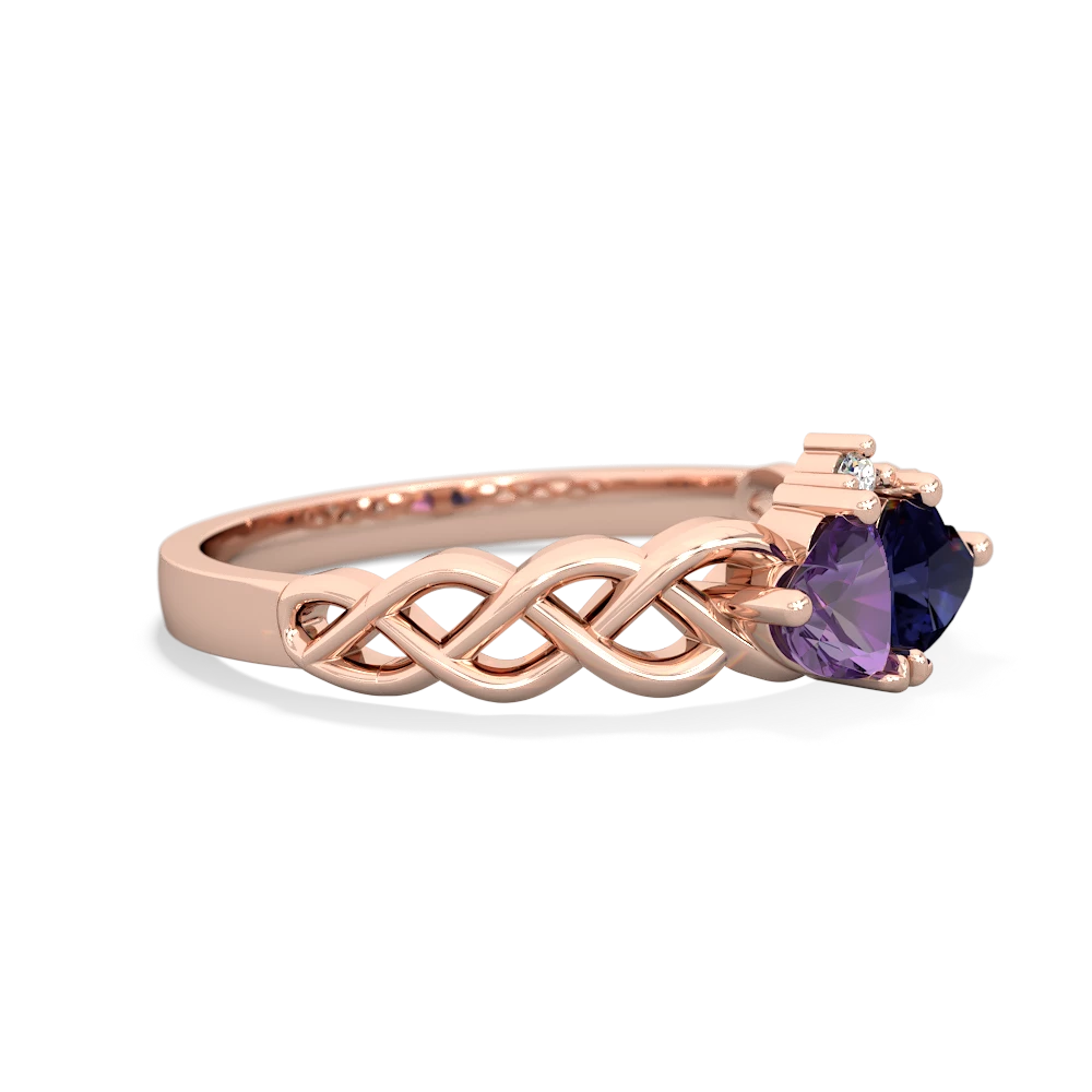 Amethyst Heart To Heart Braid 14K Rose Gold ring R5870