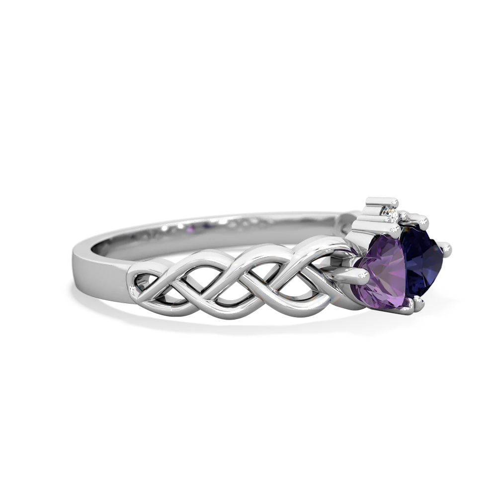 Amethyst Heart To Heart Braid 14K White Gold ring R5870