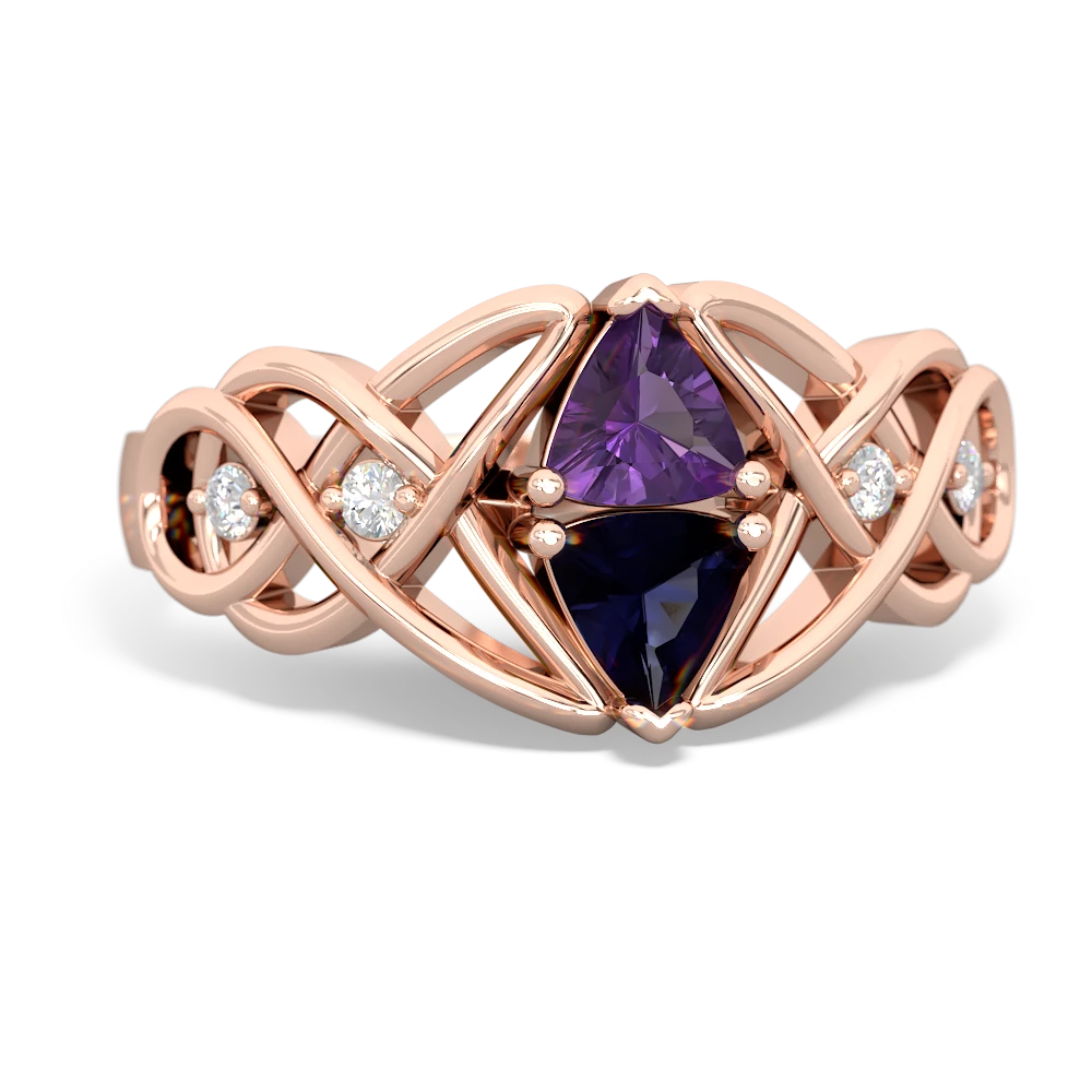 Amethyst Keepsake Celtic Knot 14K Rose Gold ring R5300