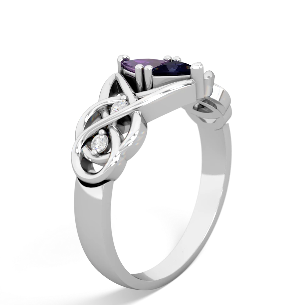 Amethyst Keepsake Celtic Knot 14K White Gold ring R5300