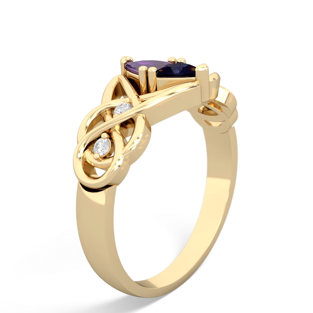 Amethyst Keepsake Celtic Knot 14K Yellow Gold ring R5300