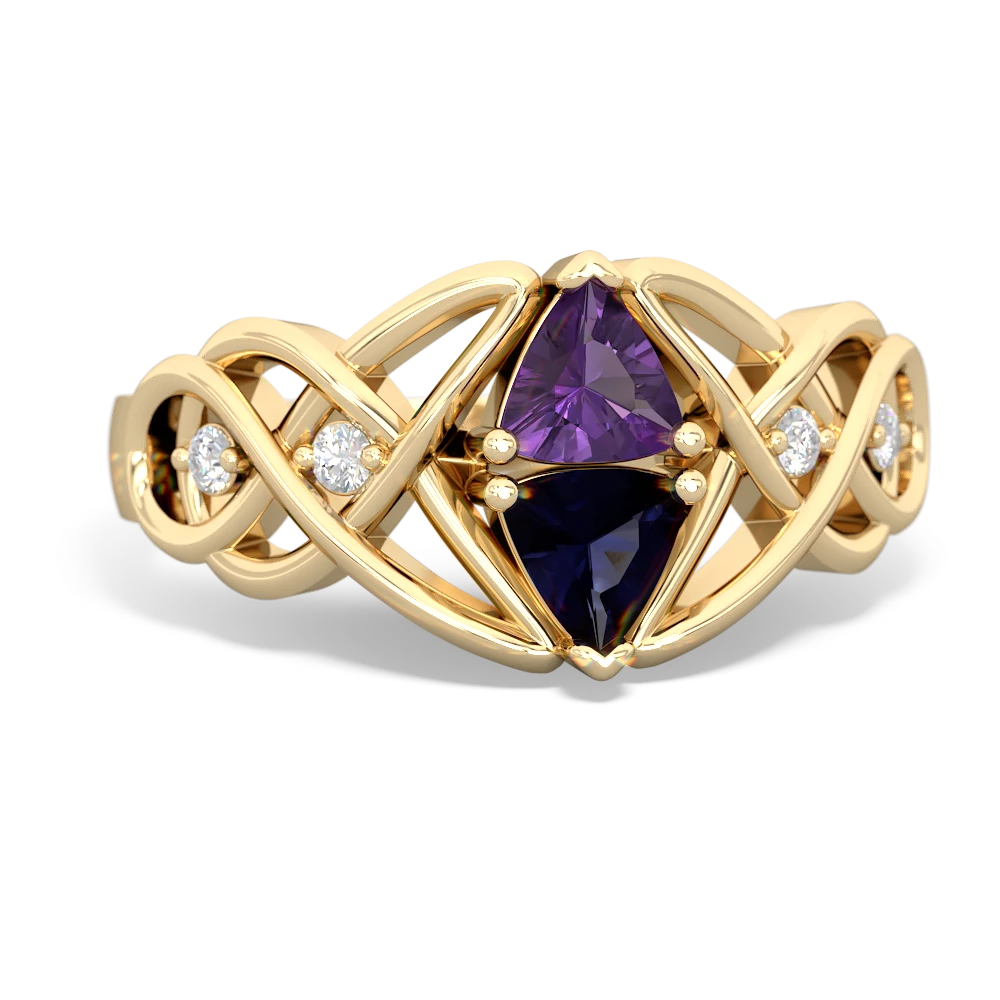 Amethyst Keepsake Celtic Knot 14K Yellow Gold ring R5300