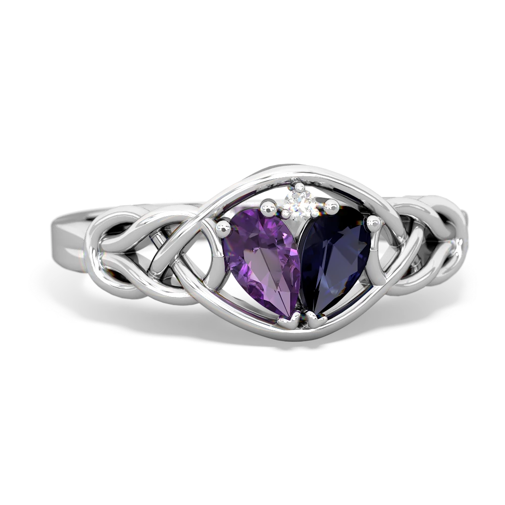 Amethyst Celtic Love Knot 14K White Gold ring R5420