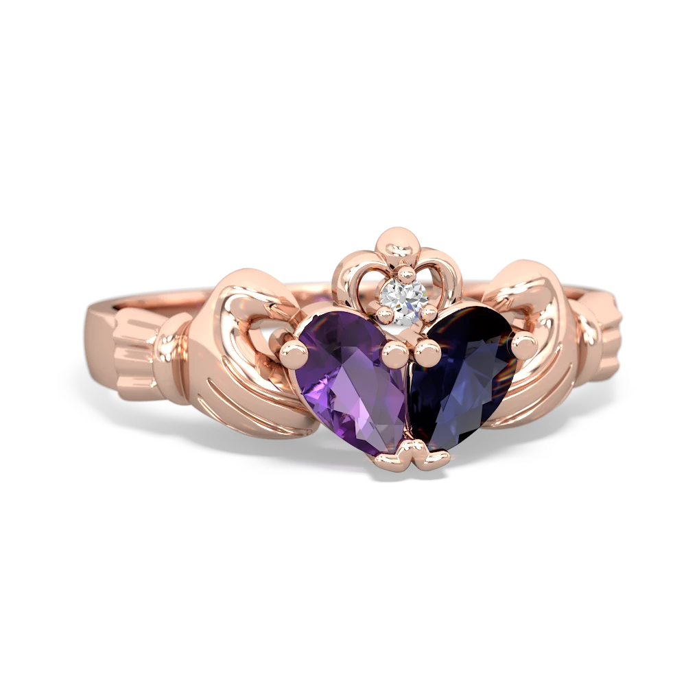 Amethyst 'Our Heart' Claddagh 14K Rose Gold ring R2388