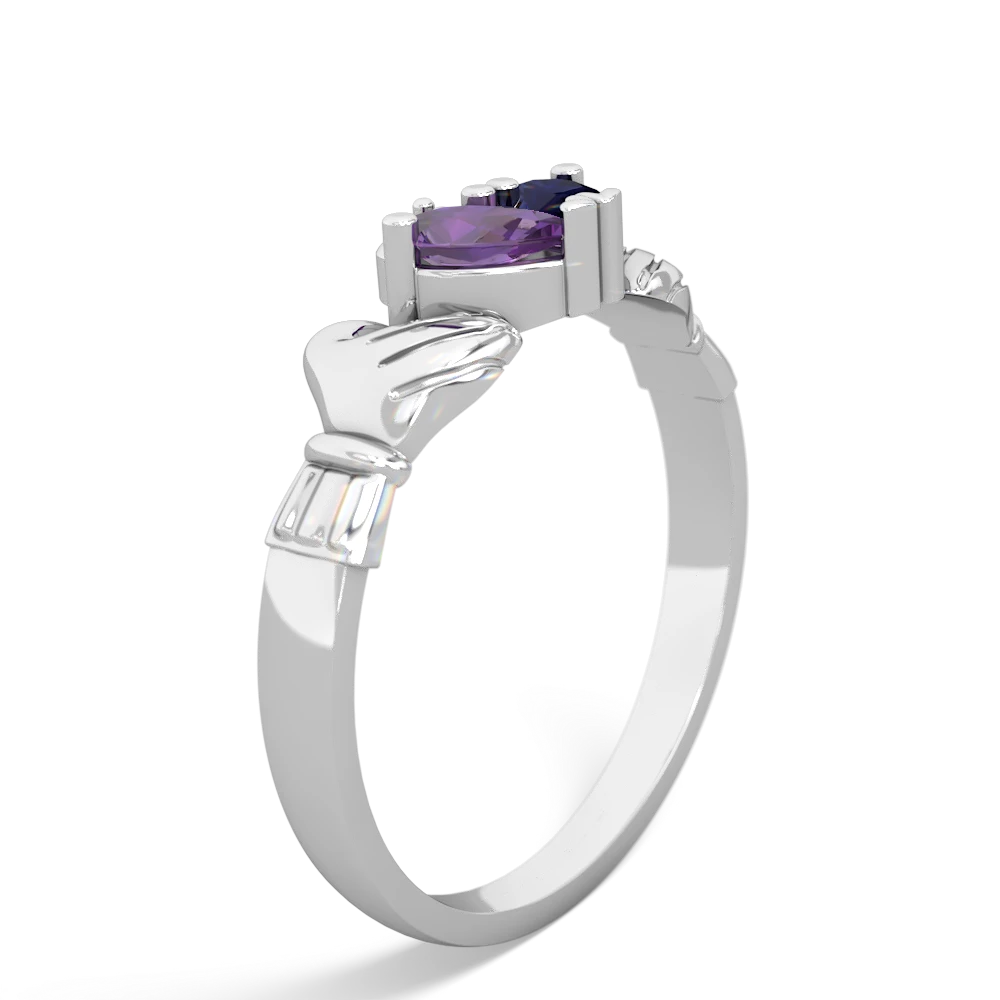 Amethyst 'Our Heart' Claddagh 14K White Gold ring R2388