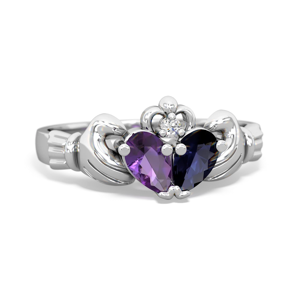 Amethyst 'Our Heart' Claddagh 14K White Gold ring R2388