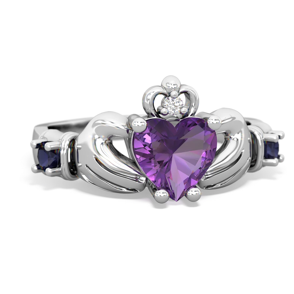 Amethyst Claddagh Keepsake 14K White Gold ring R5245