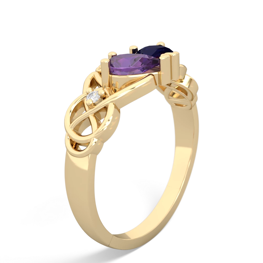 Amethyst 'One Heart' Celtic Knot Claddagh 14K Yellow Gold ring R5322