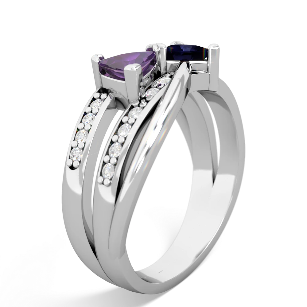 Amethyst Bowtie 14K White Gold ring R2360