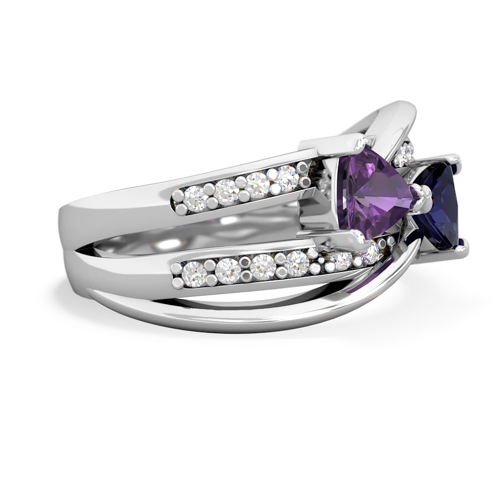 Amethyst Bowtie 14K White Gold ring R2360