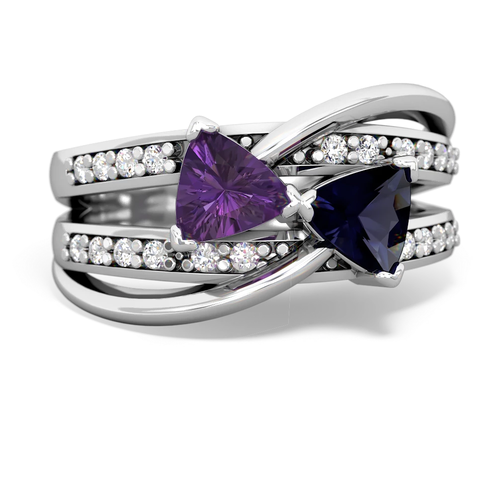 Amethyst Bowtie 14K White Gold ring R2360