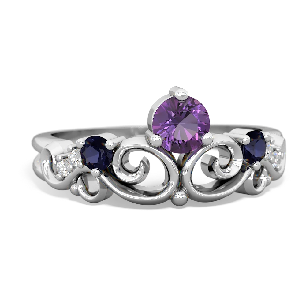 Amethyst Crown Keepsake 14K White Gold ring R5740