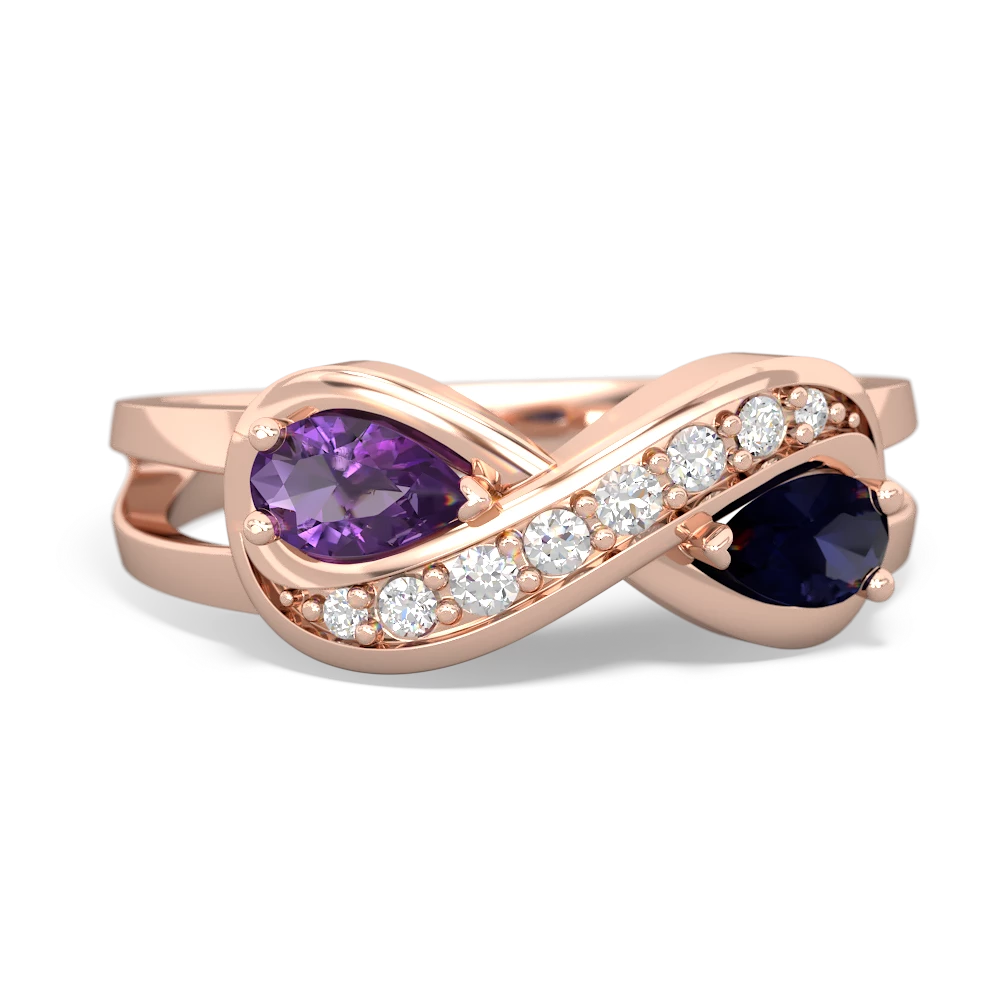 Amethyst Diamond Infinity 14K Rose Gold ring R5390