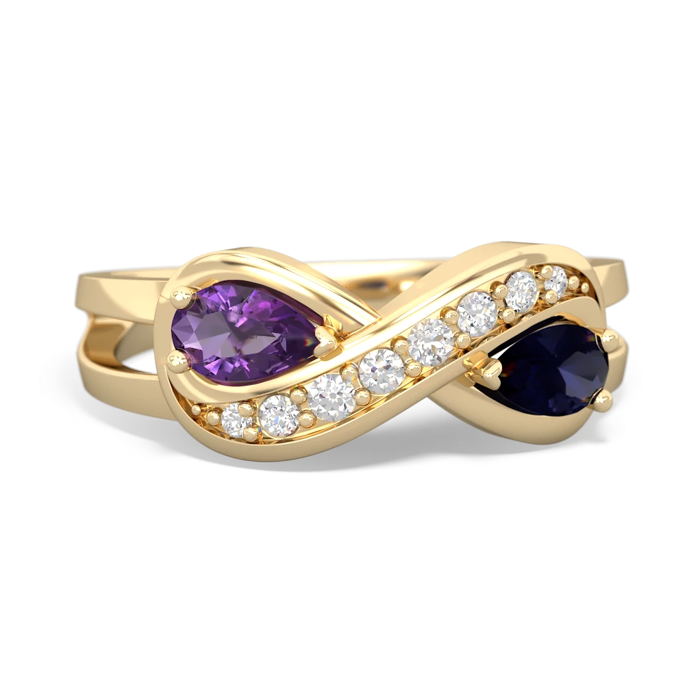 Amethyst Diamond Infinity 14K Yellow Gold ring R5390