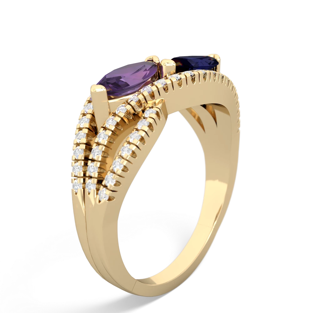 Amethyst Diamond Rivers 14K Yellow Gold ring R3070