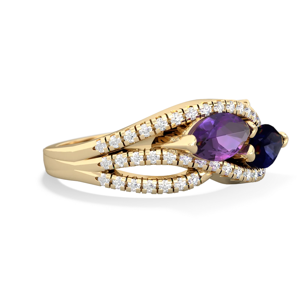 Amethyst Diamond Rivers 14K Yellow Gold ring R3070