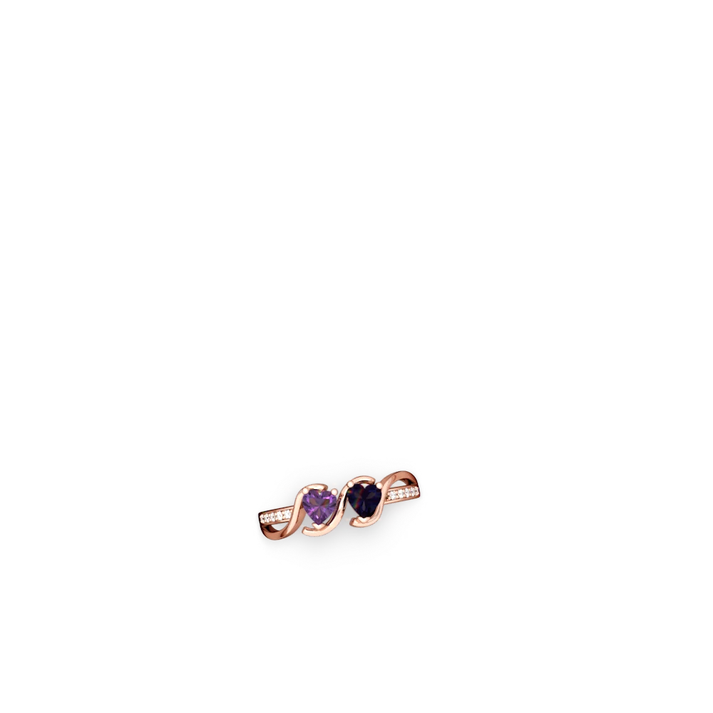 Amethyst Side By Side 14K Rose Gold ring R3090