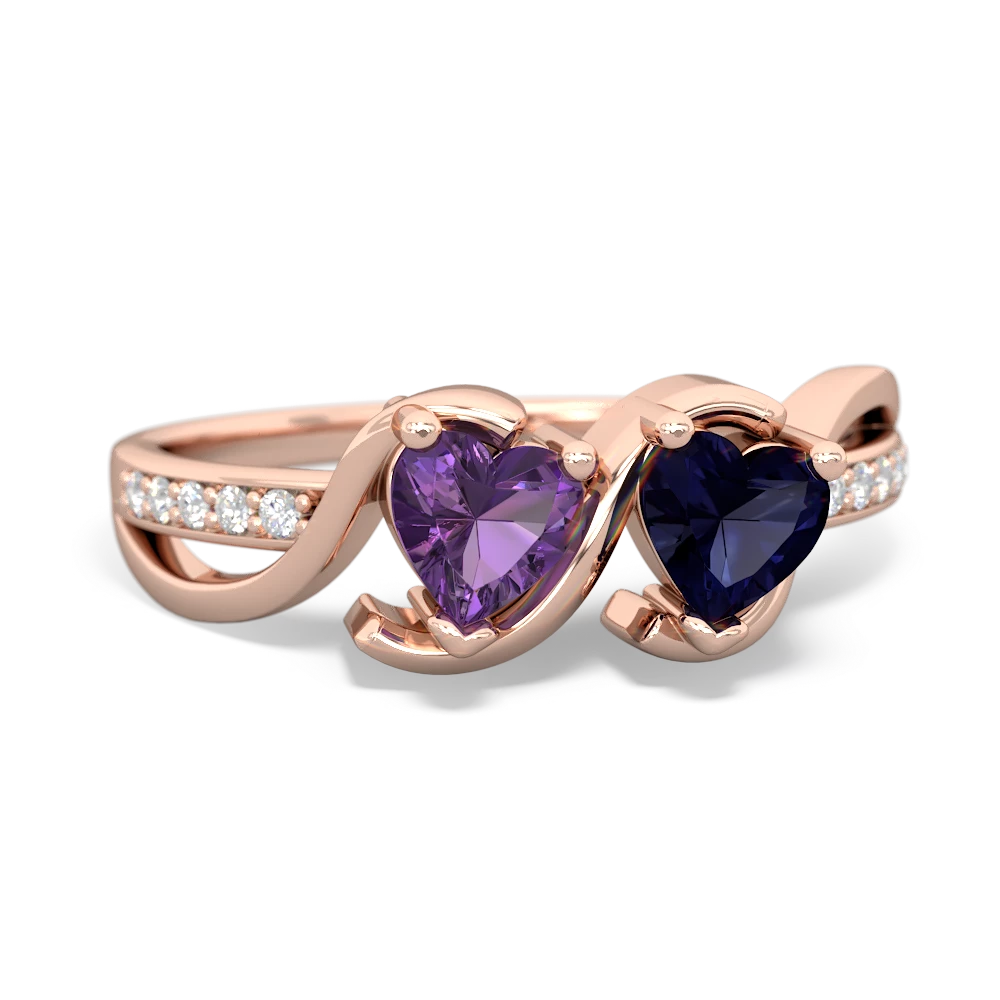 Amethyst Side By Side 14K Rose Gold ring R3090