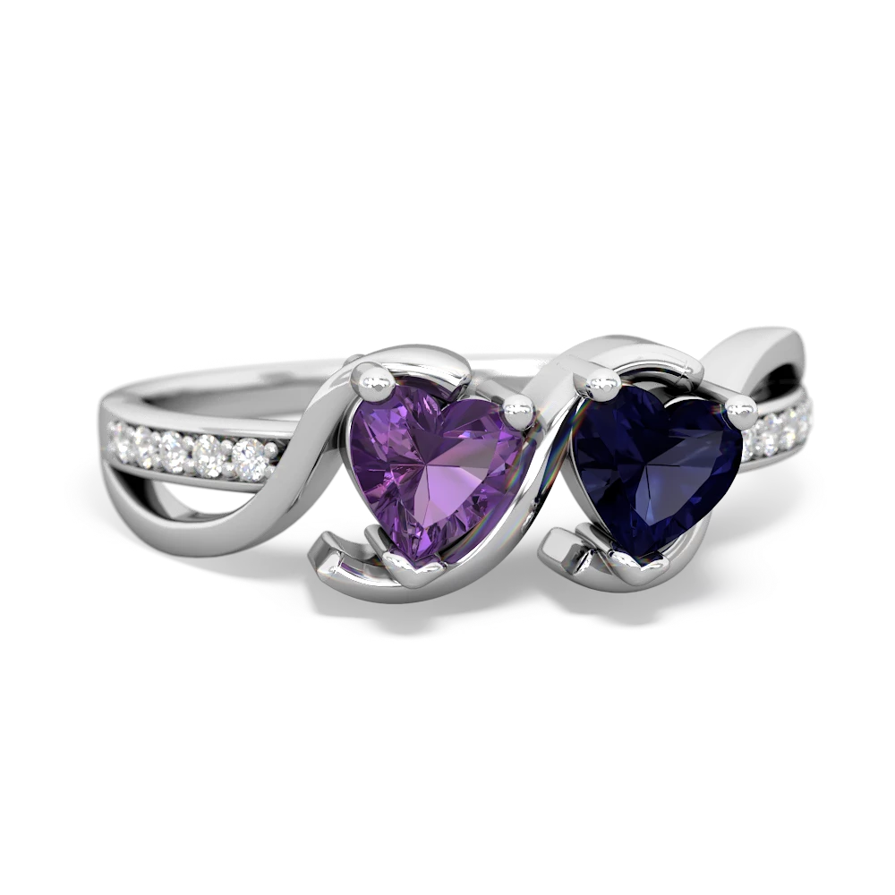 Amethyst Side By Side 14K White Gold ring R3090