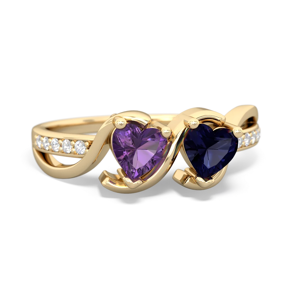 Amethyst Side By Side 14K Yellow Gold ring R3090