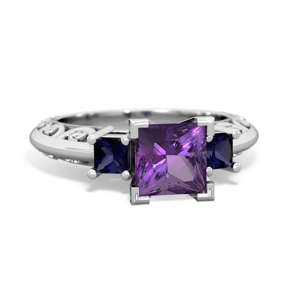Amethyst Eternal Embrace Engagement 14K White Gold ring C2001