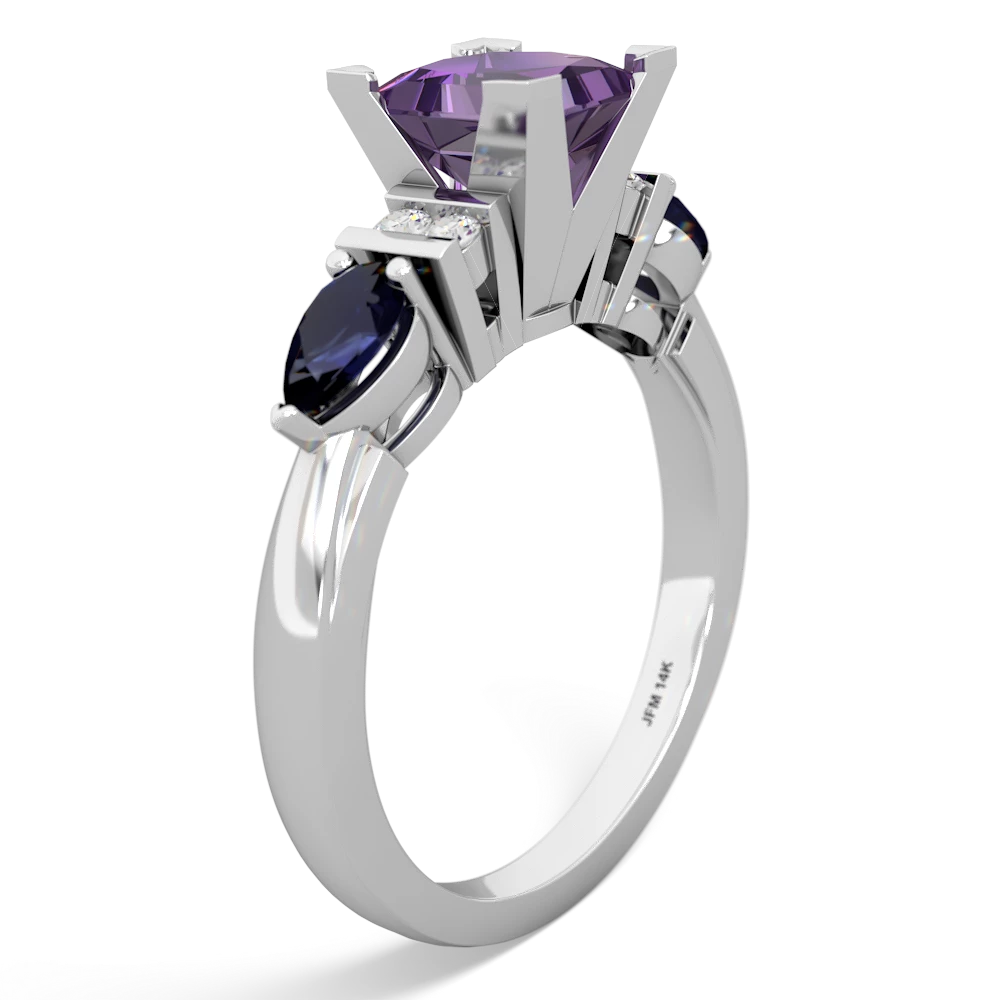 Amethyst 6Mm Princess Eternal Embrace Engagement 14K White Gold ring C2002