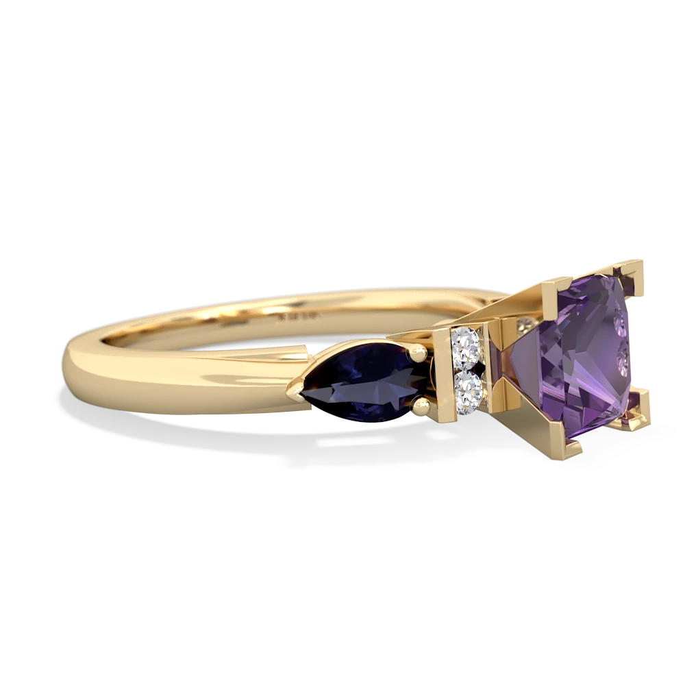 Amethyst 6Mm Princess Eternal Embrace Engagement 14K Yellow Gold ring C2002