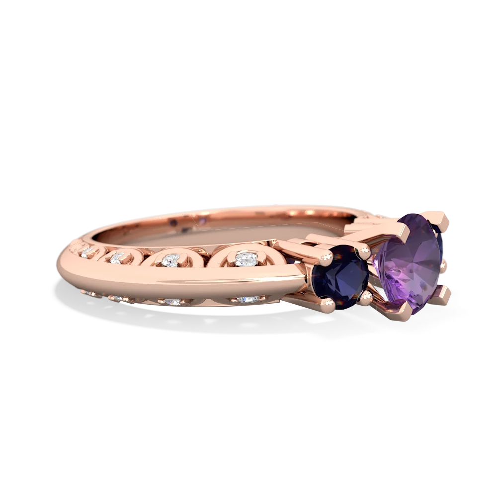 Amethyst Art Deco Eternal Embrace Engagement 14K Rose Gold ring C2003