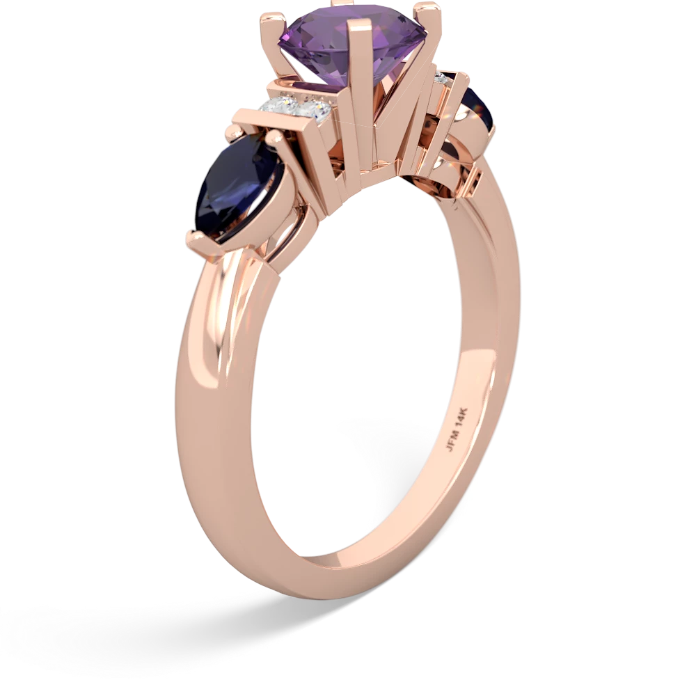 Amethyst 6Mm Round Eternal Embrace Engagement 14K Rose Gold ring R2005