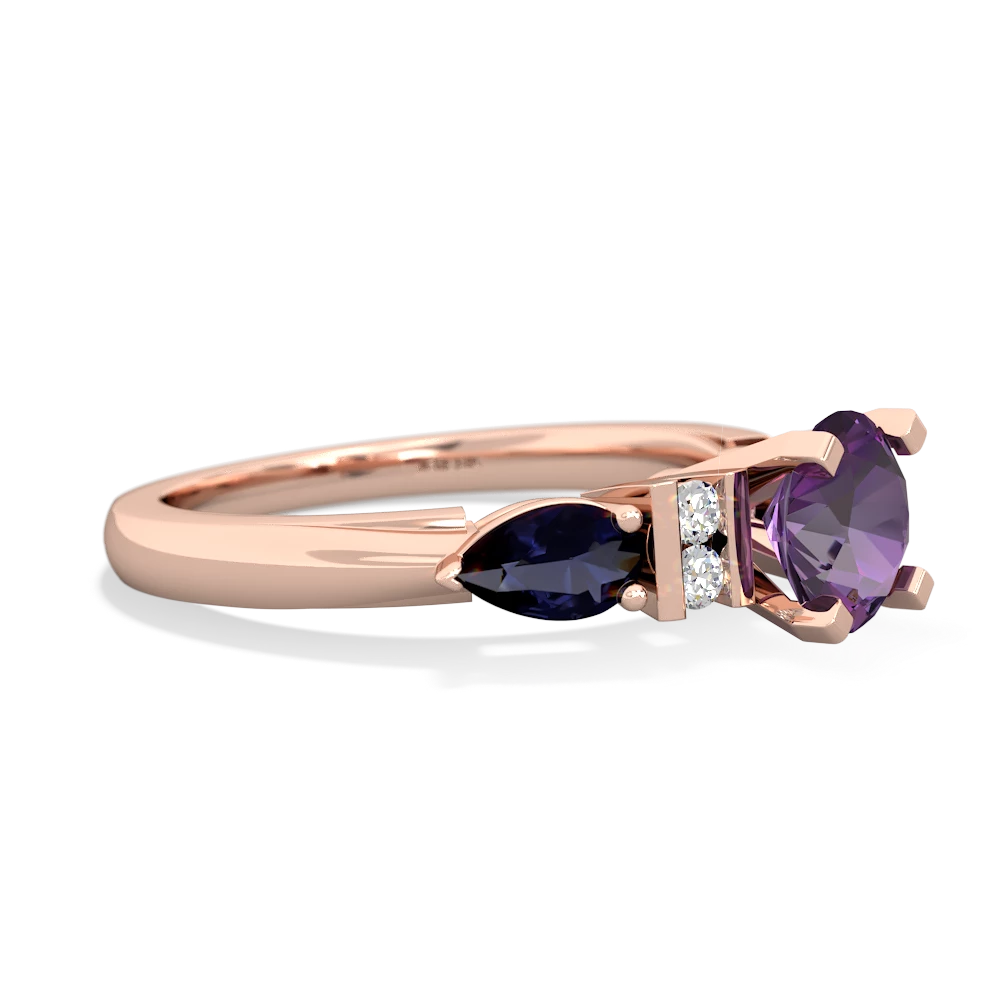 Amethyst 6Mm Round Eternal Embrace Engagement 14K Rose Gold ring R2005