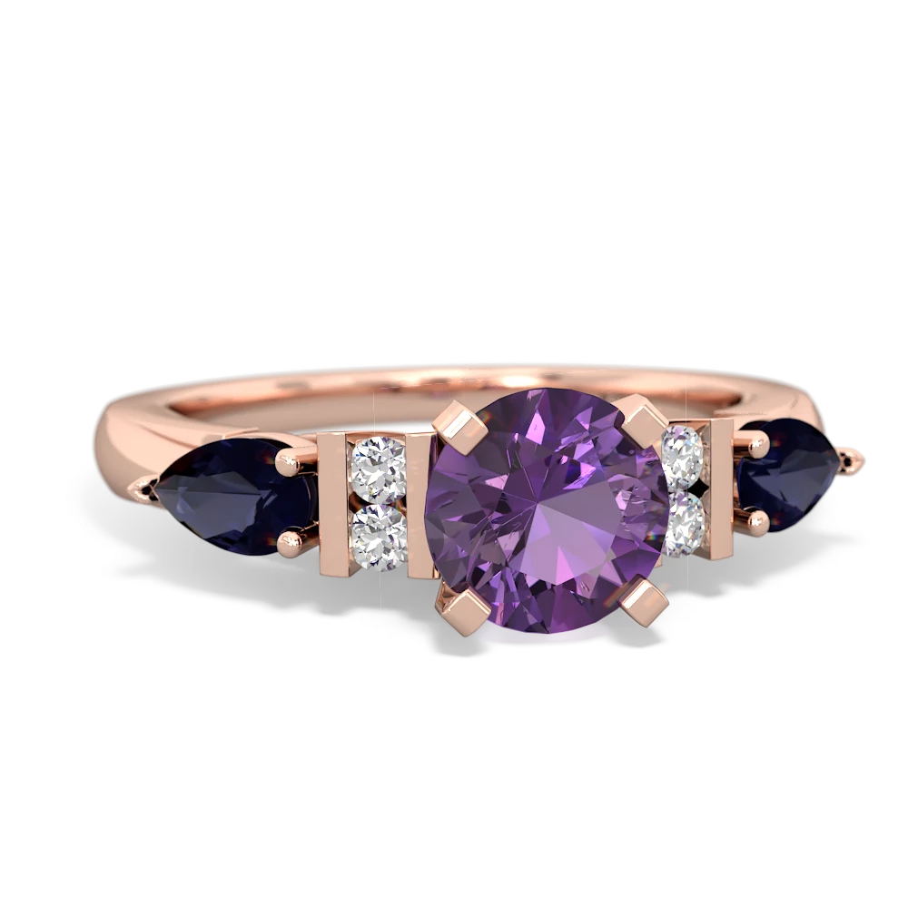 Amethyst 6Mm Round Eternal Embrace Engagement 14K Rose Gold ring R2005