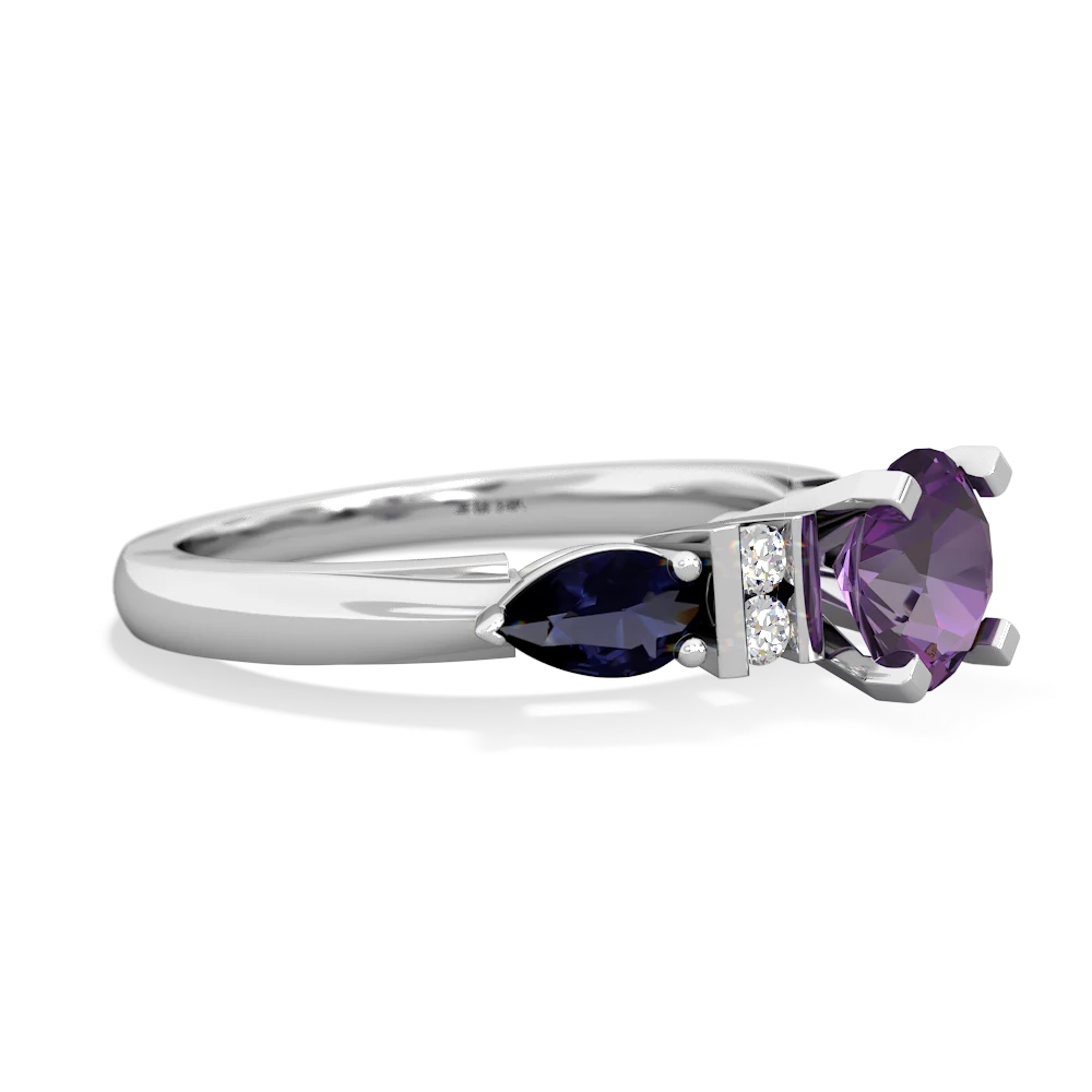 Amethyst 6Mm Round Eternal Embrace Engagement 14K White Gold ring R2005