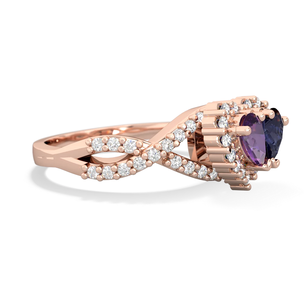 Amethyst Diamond Twist 'One Heart' 14K Rose Gold ring R2640HRT