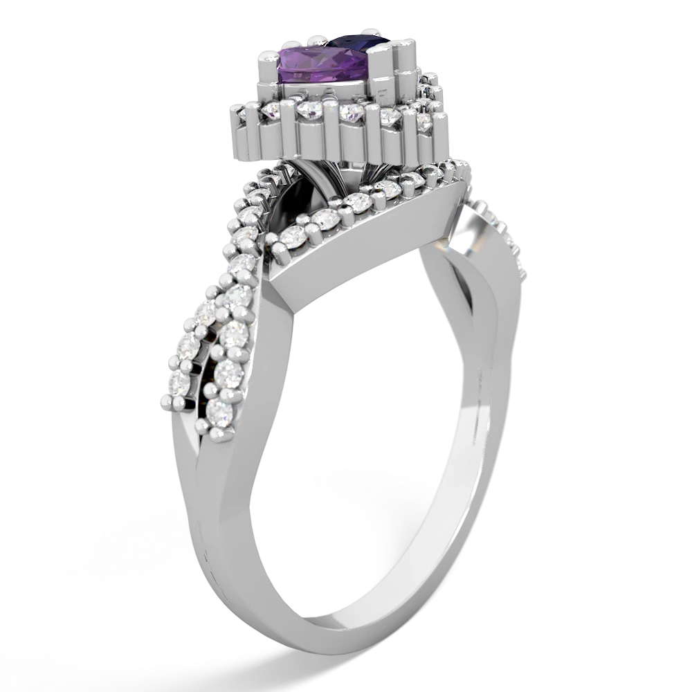 Amethyst Diamond Twist 'One Heart' 14K White Gold ring R2640HRT