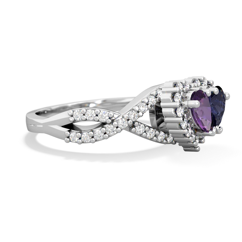 Amethyst Diamond Twist 'One Heart' 14K White Gold ring R2640HRT