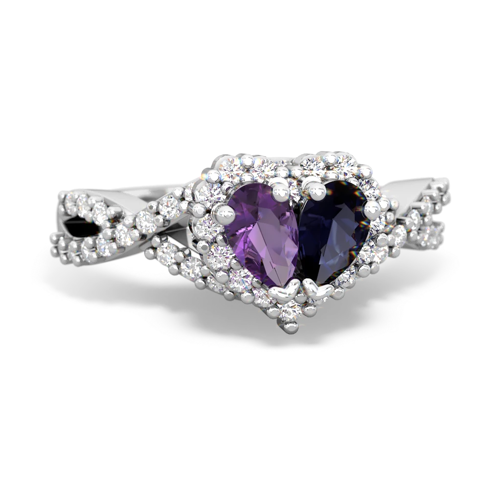 Amethyst Diamond Twist 'One Heart' 14K White Gold ring R2640HRT