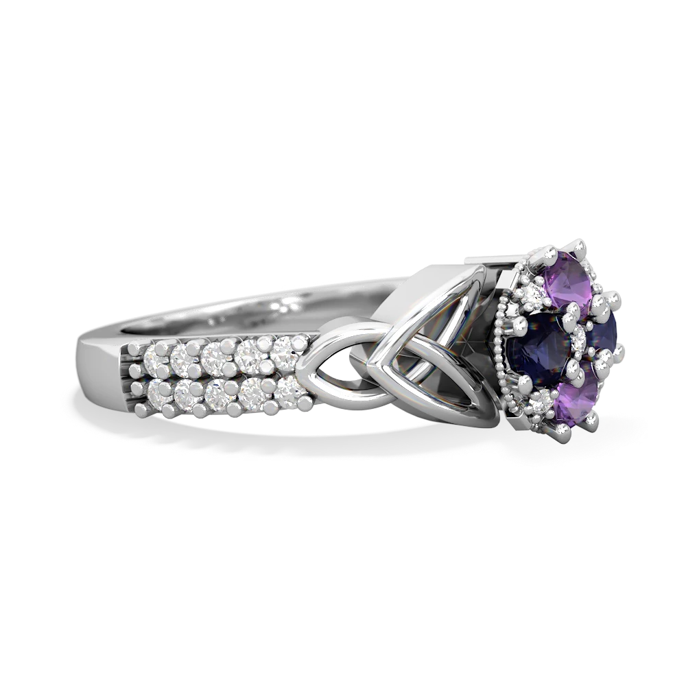 Amethyst Celtic Knot Cluster Engagement 14K White Gold ring R26443RD