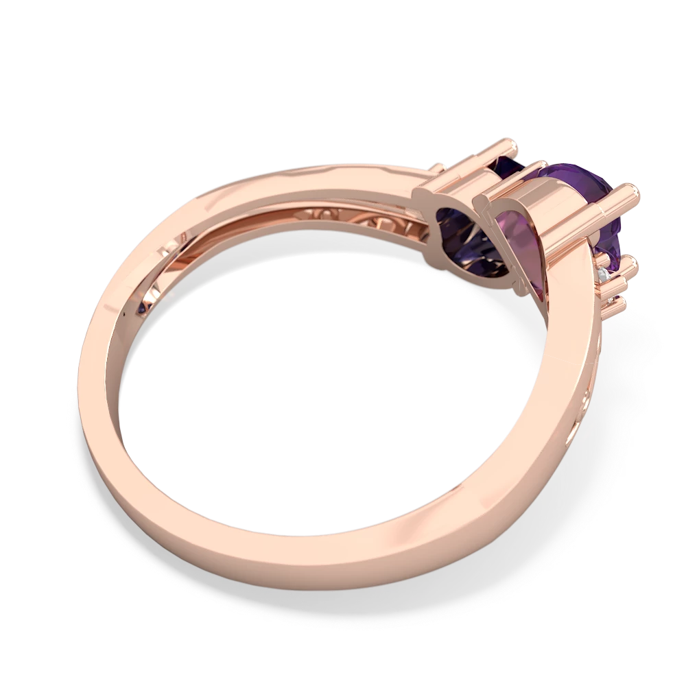 Amethyst Snuggling Hearts 14K Rose Gold ring R2178